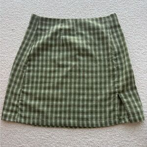 Princess Polly Olive Plaid Mini Skirt